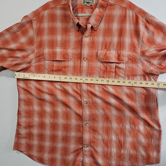 Duluth Trading Co Mens Short Sleeve Button Up Shirt Orange Plaid 2XL Nylon Blend - Picture 5 of 6
